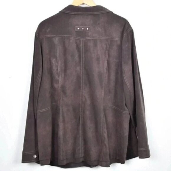 NWT Conrad C Brown Suede Like Button Down Shirt Jacket Shacket Sz 24 - Picture 4 of 7